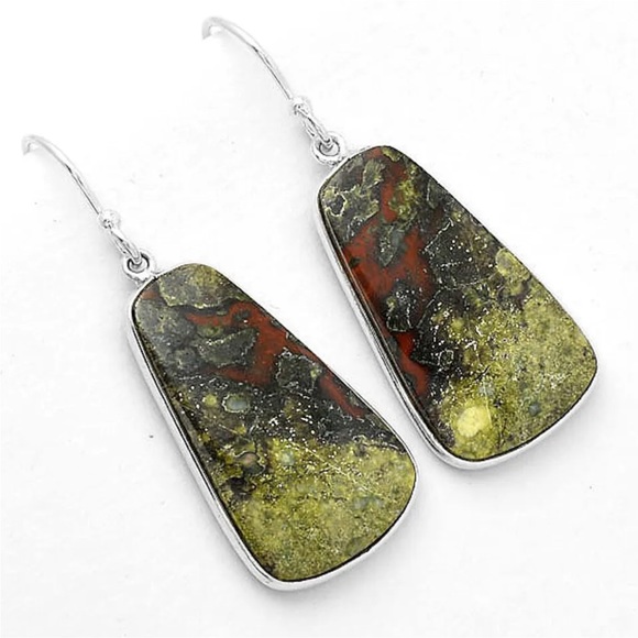 Dragon bloodstone sterling silver earrings - Picture 5 of 5